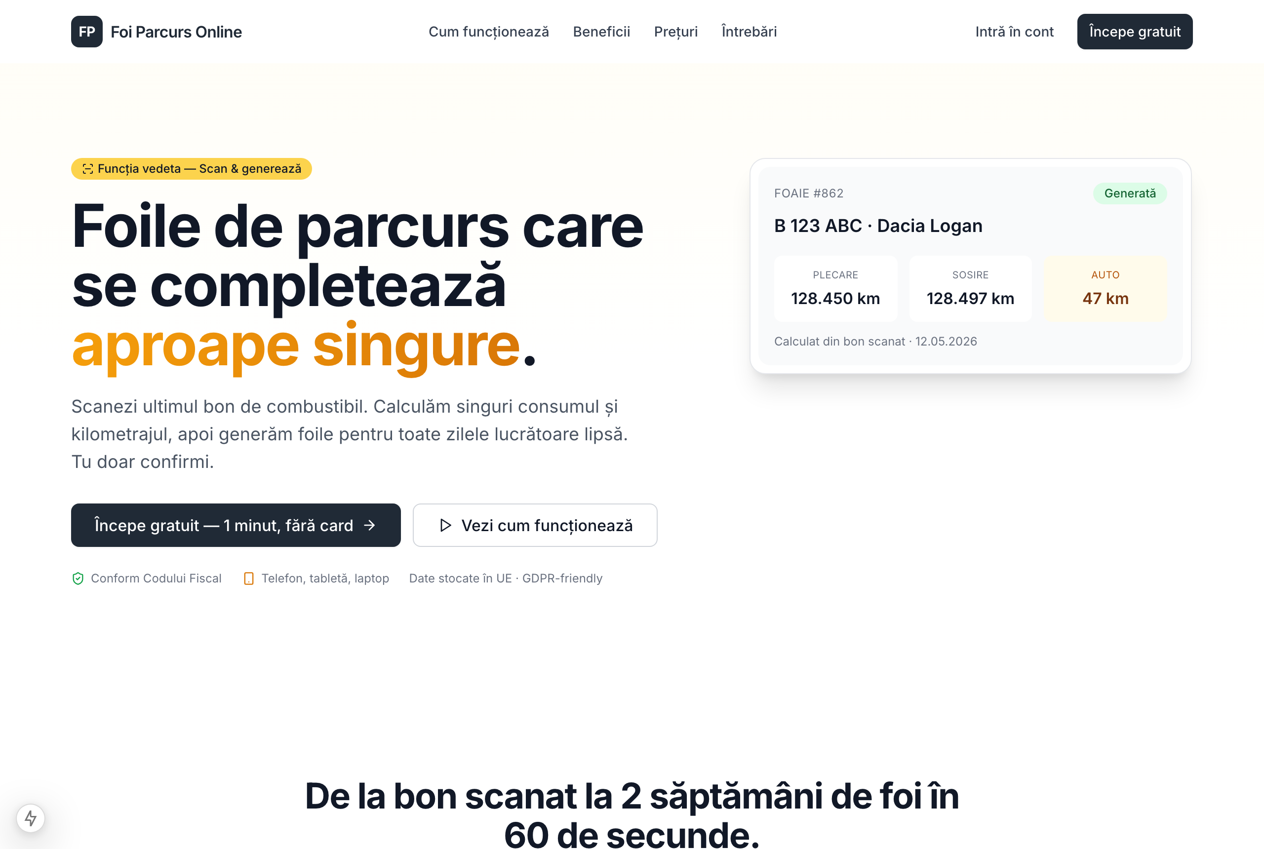 Pagina de start Foi Parcurs Online